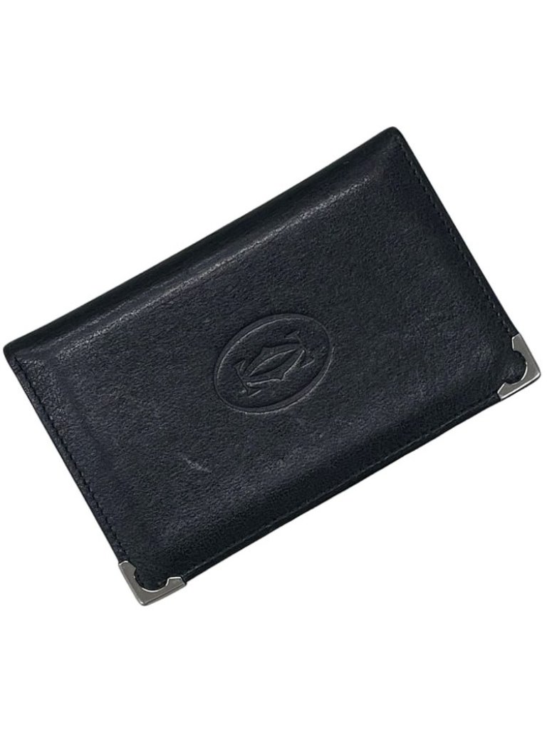 Cartier Card Case Holder Must De Cartier Leather Black